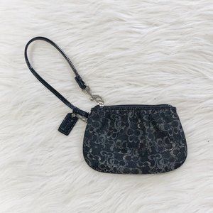COACH Mini Signature Metallic Black Wristlet